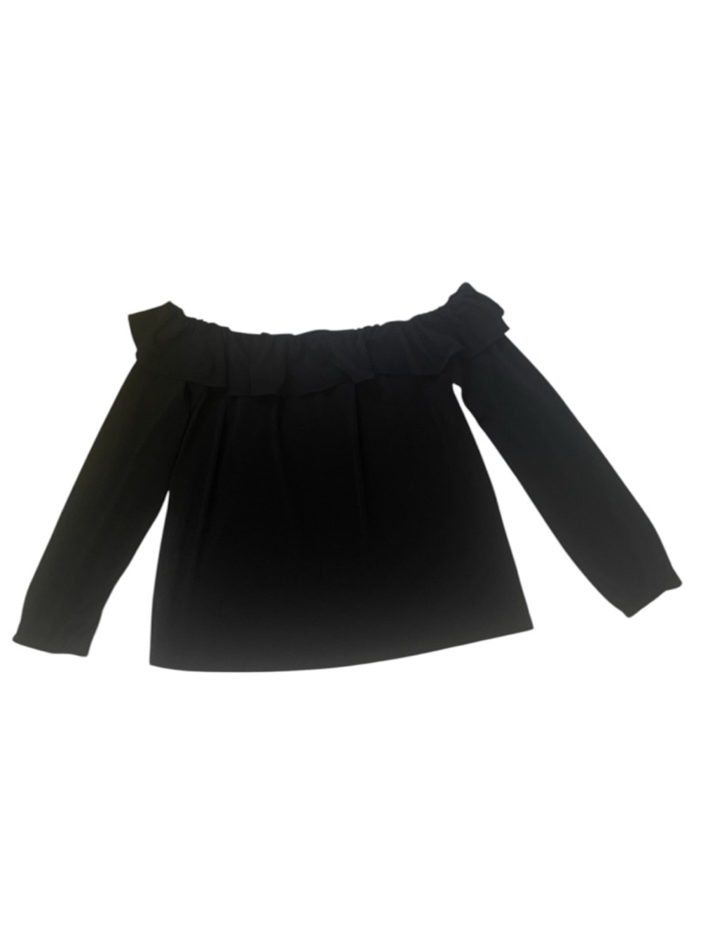 Y2k Bebe black off the shoulder ruffle neck long sleeve blouse size medium